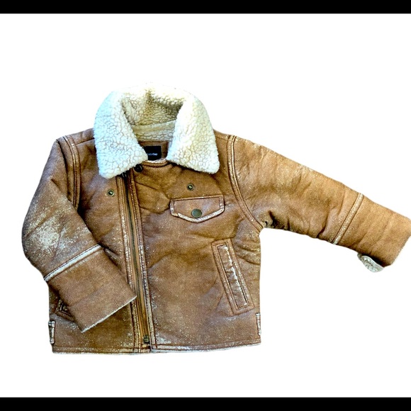 Gap Jackets \u0026 Coats | Gap Shearling Moto Jacket. | Color: Tan | Size: 12-18mb | Tonatzin10's Closet